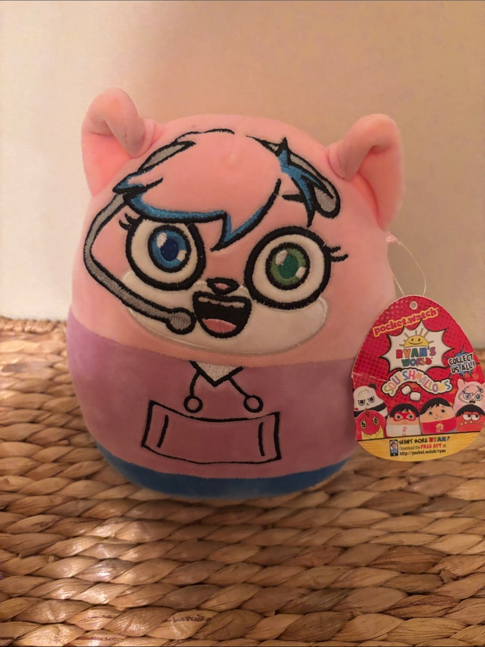 Ryan's World Plush Pocketwatch Pink Character Squishmallows “Alpha Alexa” NWT